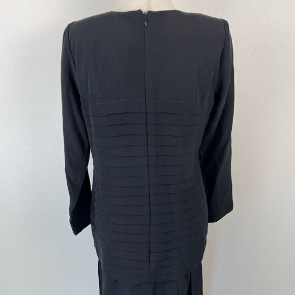 Vintage Anna Calamia Black Midi Dress Size M - Picture 6 of 8